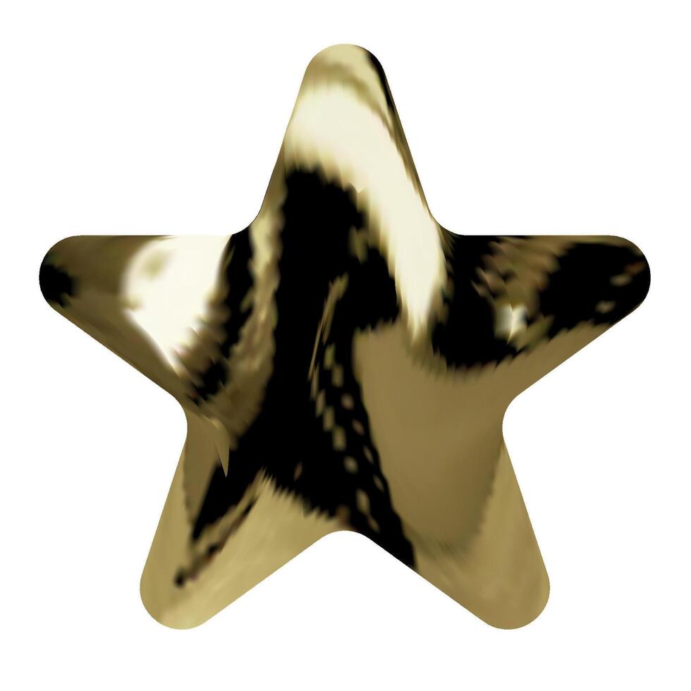 ster vorm met realistisch gouden structuur illustratie geïsoleerd Aan wit achtergrond. realistisch goud ster met reflecties, folie of goud blad textuur.modern ontwerp element vector