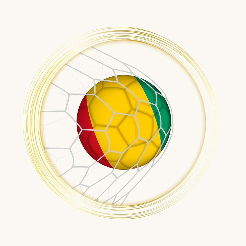 Guinea scoren doel, abstract Amerikaans voetbal symbool met illustratie van Guinea bal in voetbal netto. vector