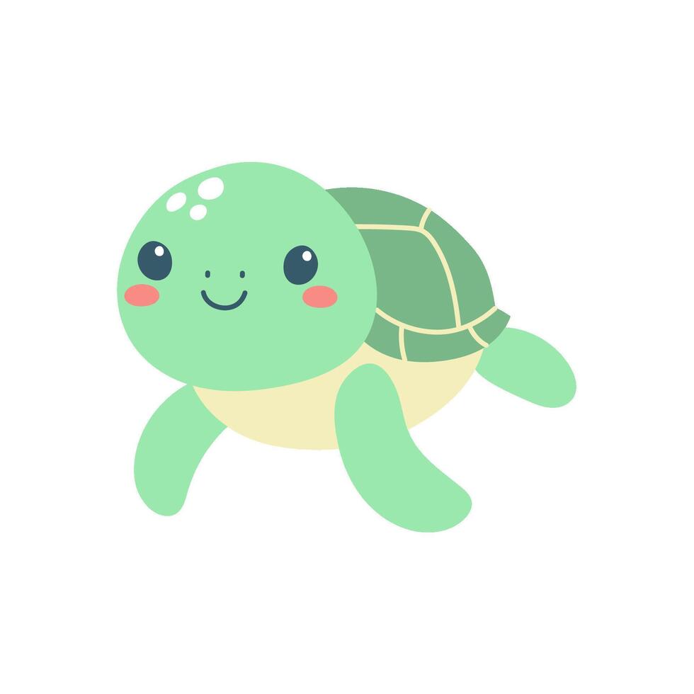 hand- getrokken schattig zee schildpad. marinier leven dieren. sjabloon voor stickers, baby douche, groet kaarten en uitnodiging. vector