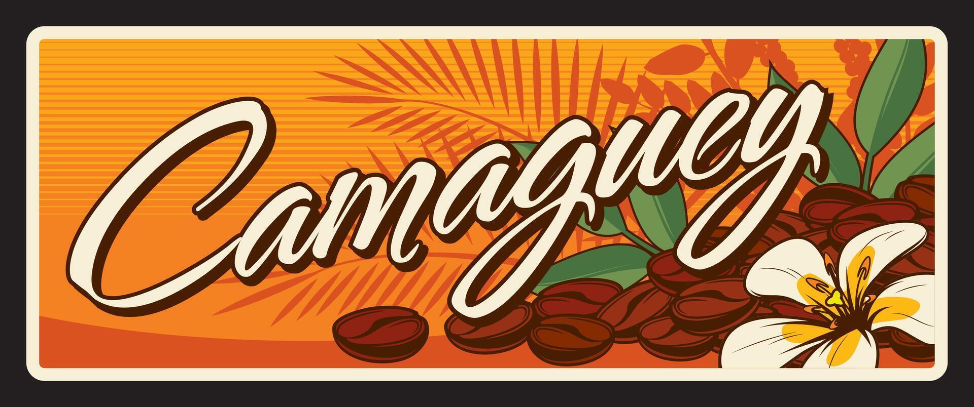 camaguey Cubaans regio bord, wijnoogst reizen plaque vector