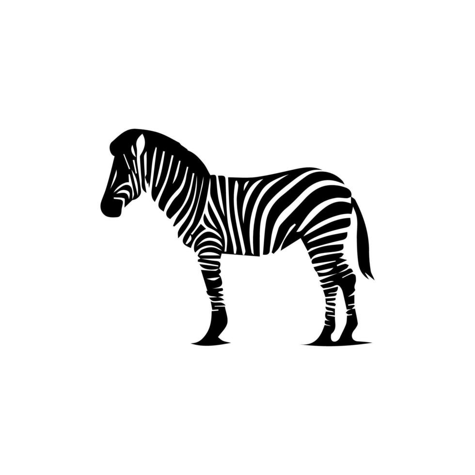 zebra staand silhouet, zebra dier dierentuin icoon logo vector