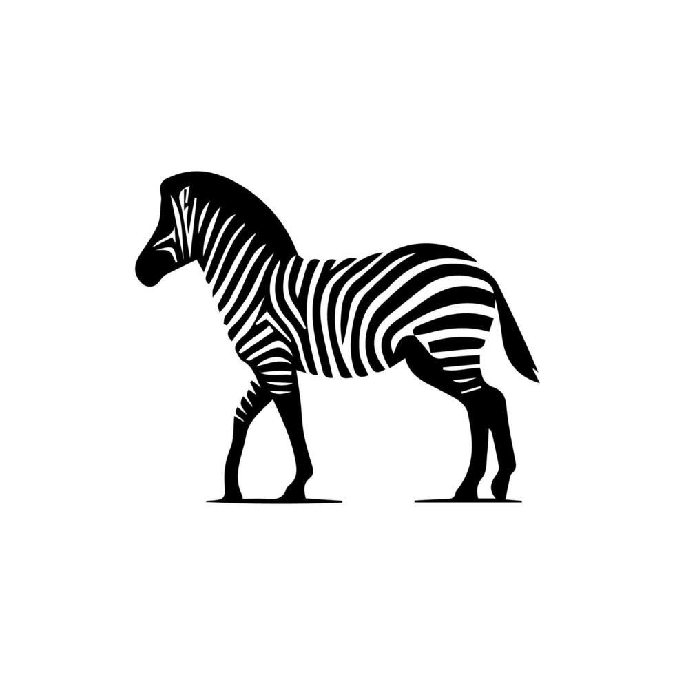 zebra staand silhouet, zebra dier dierentuin icoon logo vector