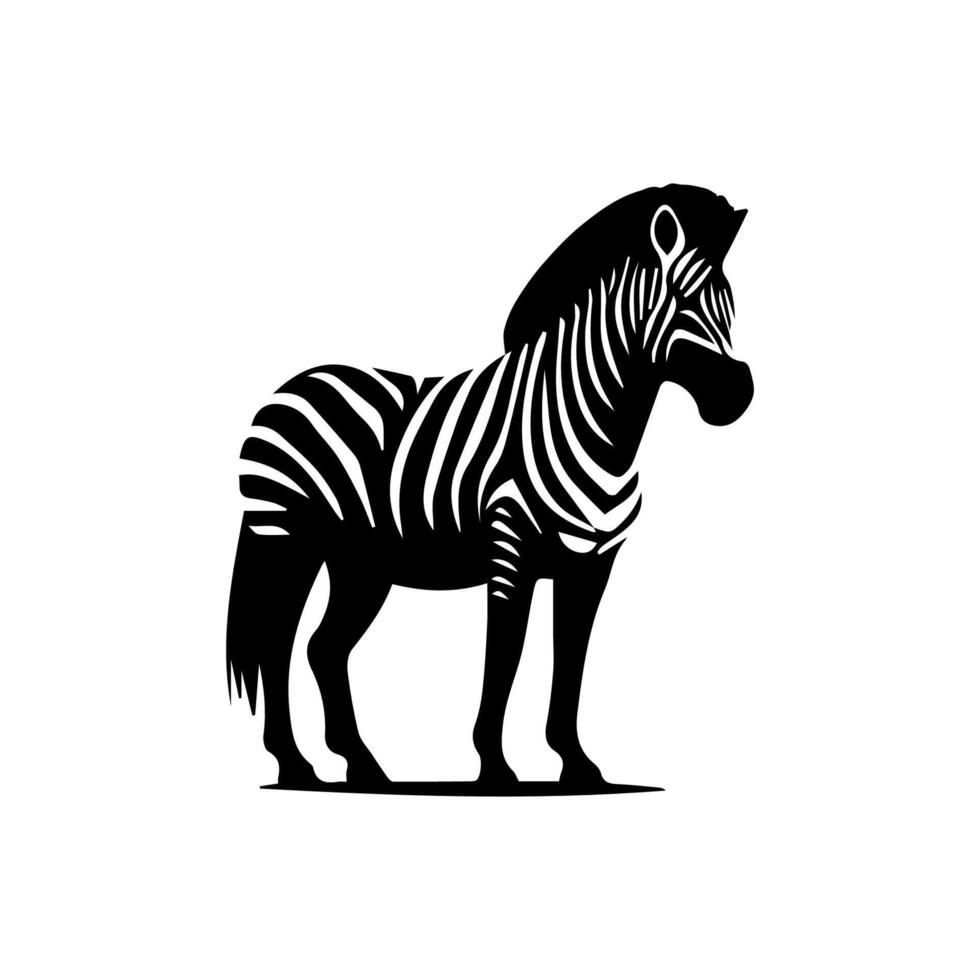 zebra staand silhouet, zebra dier dierentuin icoon logo vector