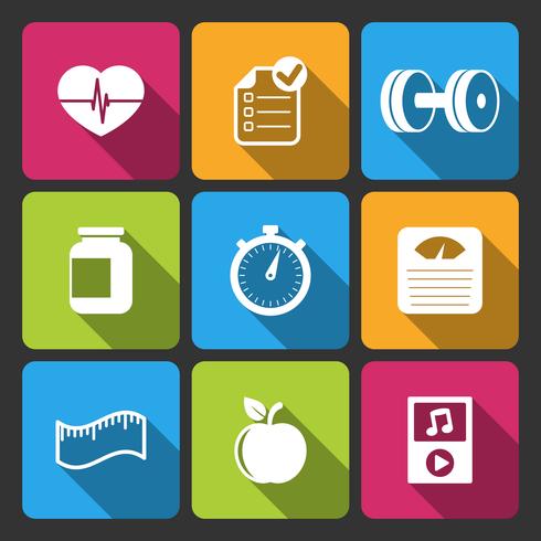 Gezonde levensstijl iconset voor fitness-app vector