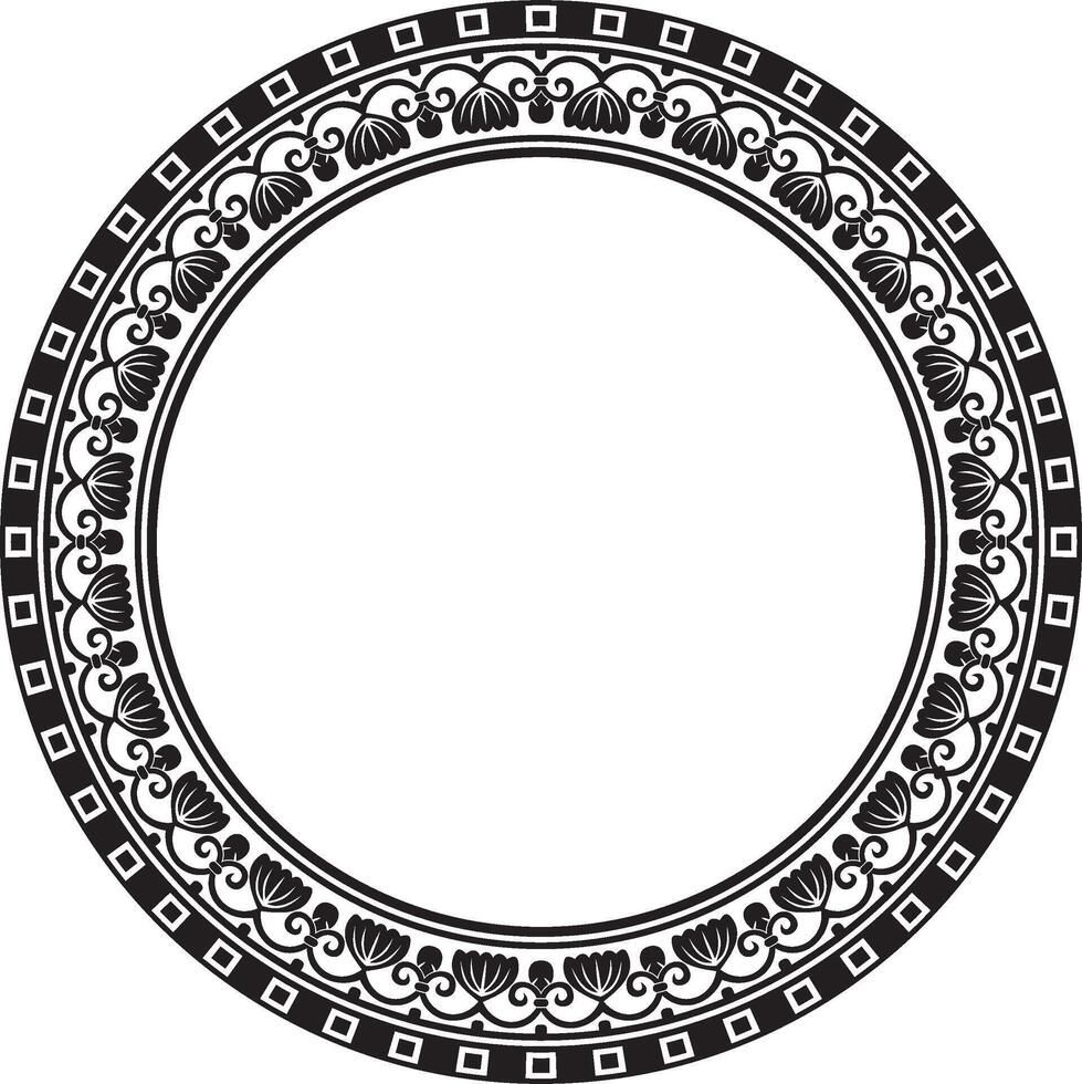zwart monochroom ronde ornament ring van oude Griekenland. klassiek patroon kader grens Romeins rijk. vector