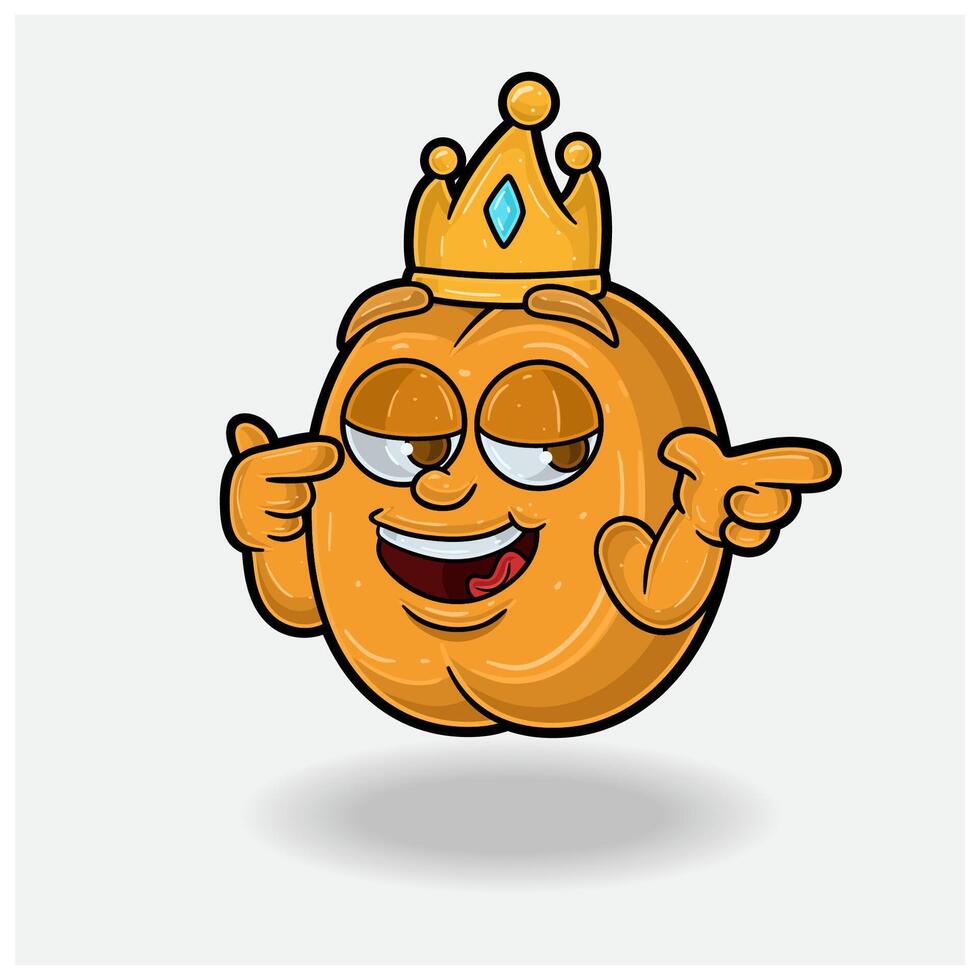 abrikoos mascotte karakter tekenfilm met zelfvoldaan uitdrukking. vector