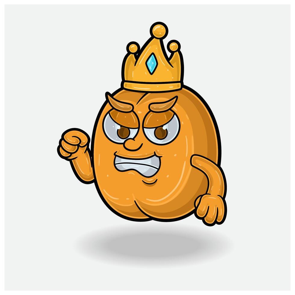abrikoos mascotte karakter tekenfilm met boos uitdrukking. vector