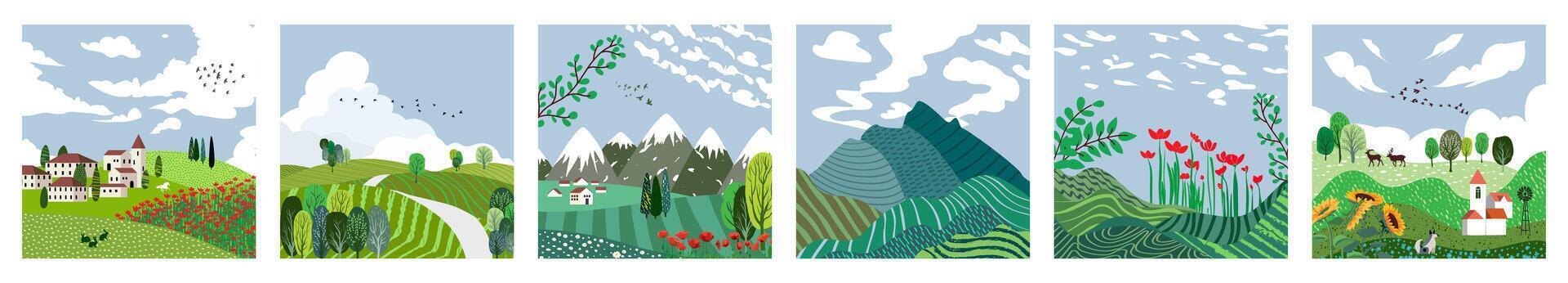 mooi platteland, natuur en landschap. illustratie. vector