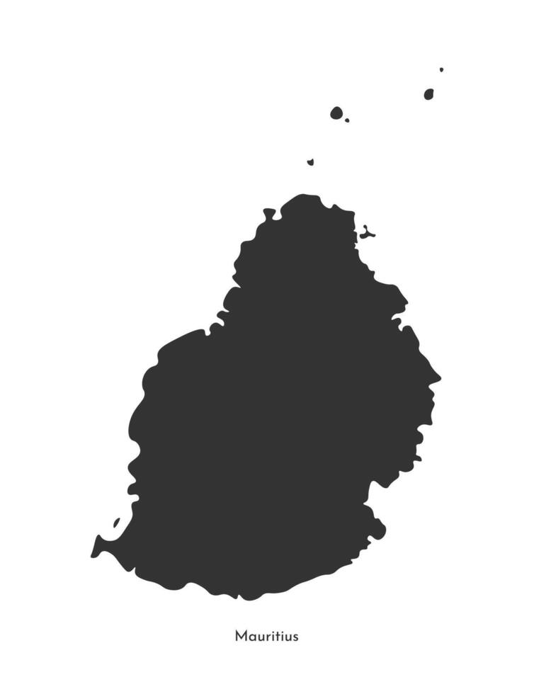 geïsoleerd illustratie van politiek kaart eiland staat Mauritius. zwart silhouet. wit achtergrond. vector