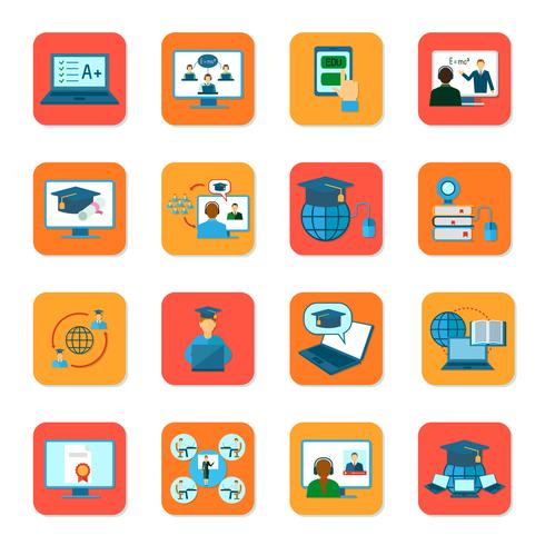 Online onderwijs Icons Set vector