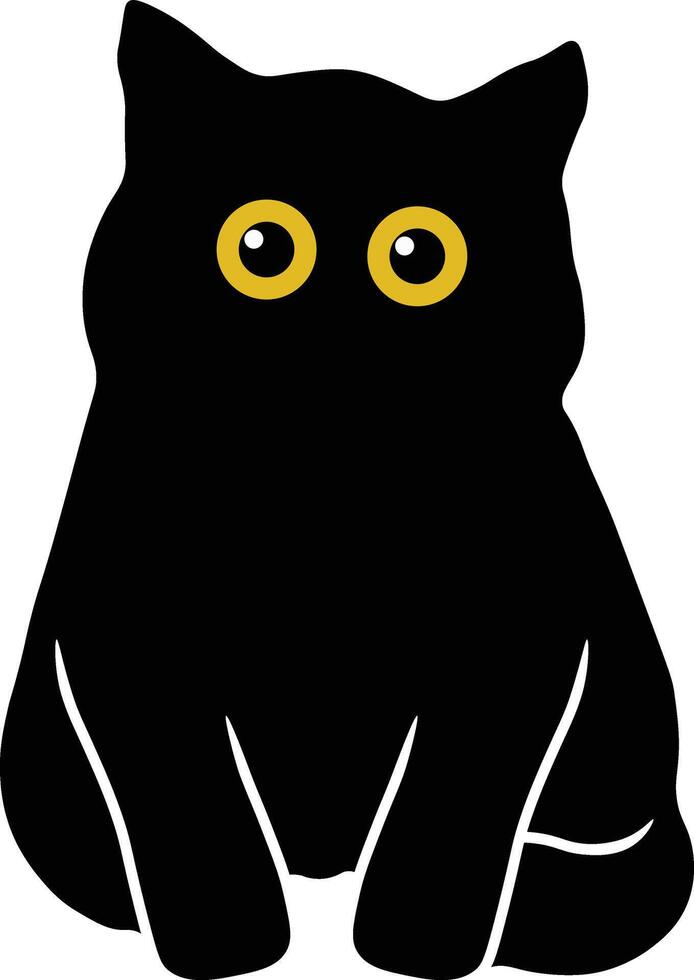 Internationale kat dag karakter met schattig geel ogen. geïsoleerd zwart silhouet vector