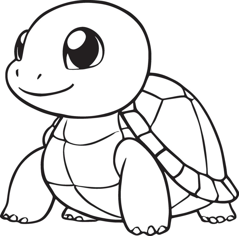 schattig tekenfilm karakter schildpad, lijn tekeningen en kleurrijk kleur Pagina's. vector