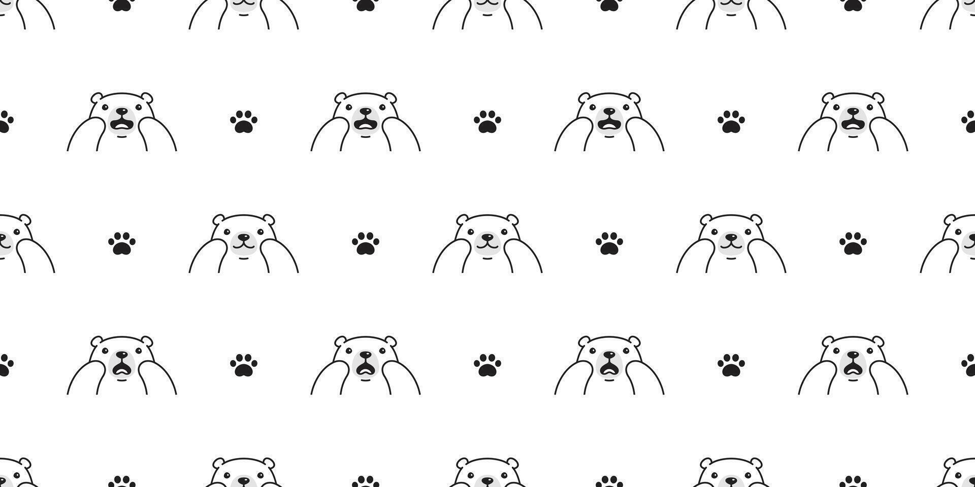 beer naadloos patroon polair beer poot voetafdruk ras tekenfilm herhaling achtergrond tegel behang illustratie ontwerp vector