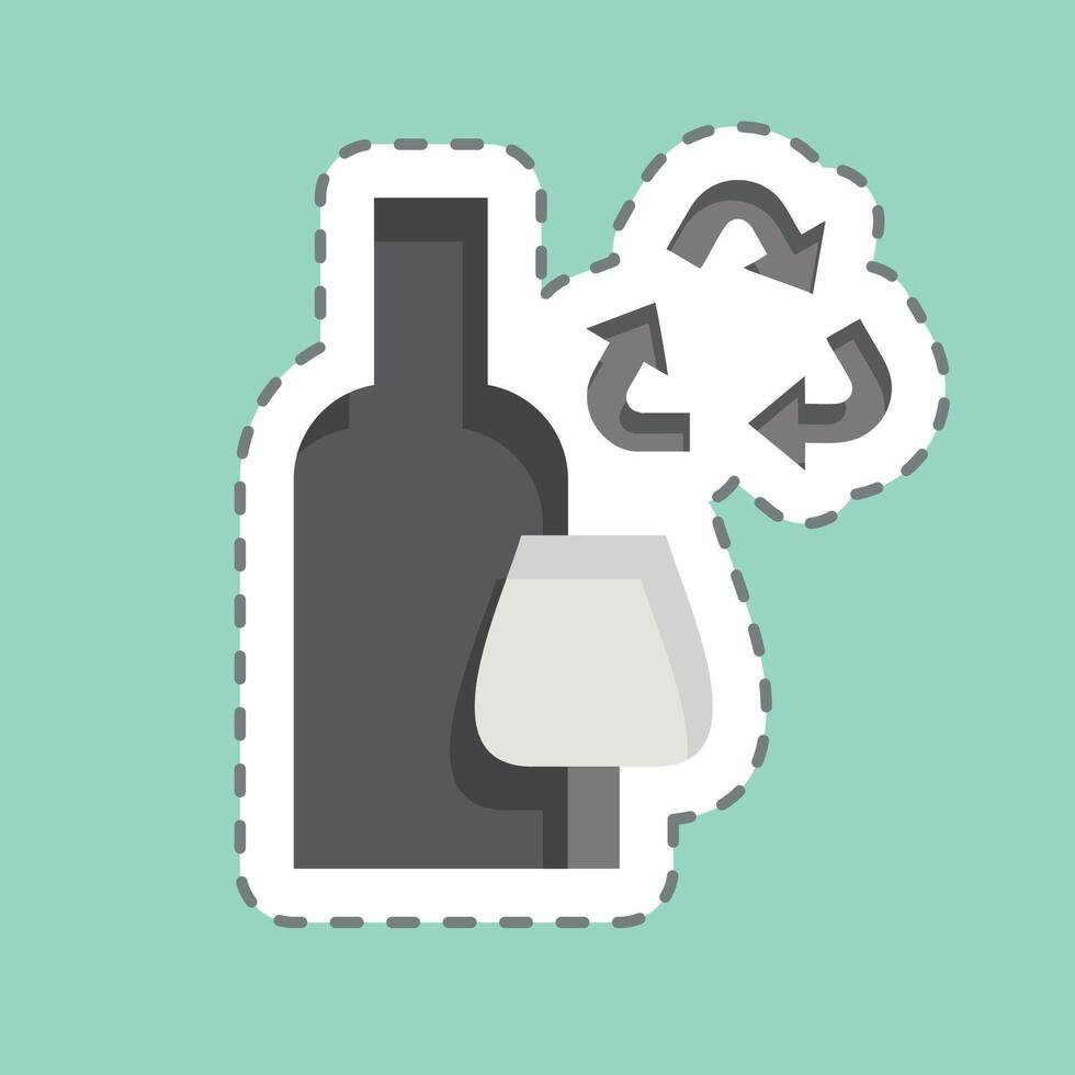 sticker lijn besnoeiing glas recyclen. verwant naar recycling symbool. gemakkelijk ontwerp illustratie vector