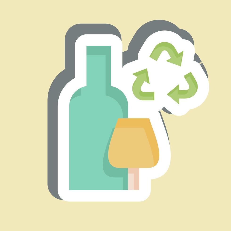 sticker glas recyclen. verwant naar recycling symbool. gemakkelijk ontwerp illustratie vector