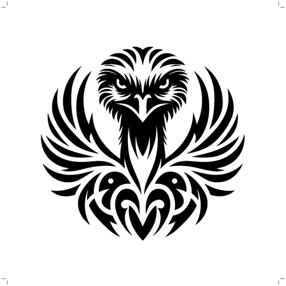 struisvogel in modern tribal tatoeëren, abstract lijn kunst van dieren, minimalistische contour. vector