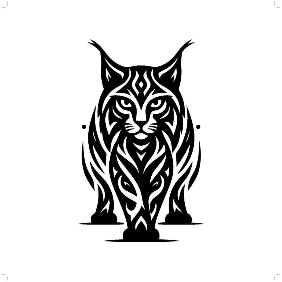 lynx, bobcat in modern tribal tatoeëren, abstract lijn kunst van dieren, minimalistische contour. vector