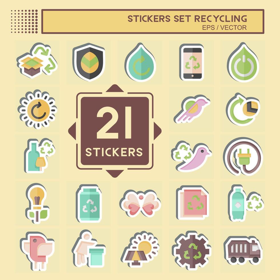 sticker reeks recyclen. verwant naar onderwijs symbool. gemakkelijk ontwerp illustratie vector