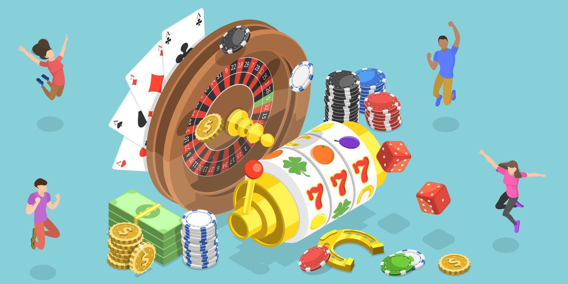 3d isometrische vlak conceptuele illustratie van online het gokken platform. vector