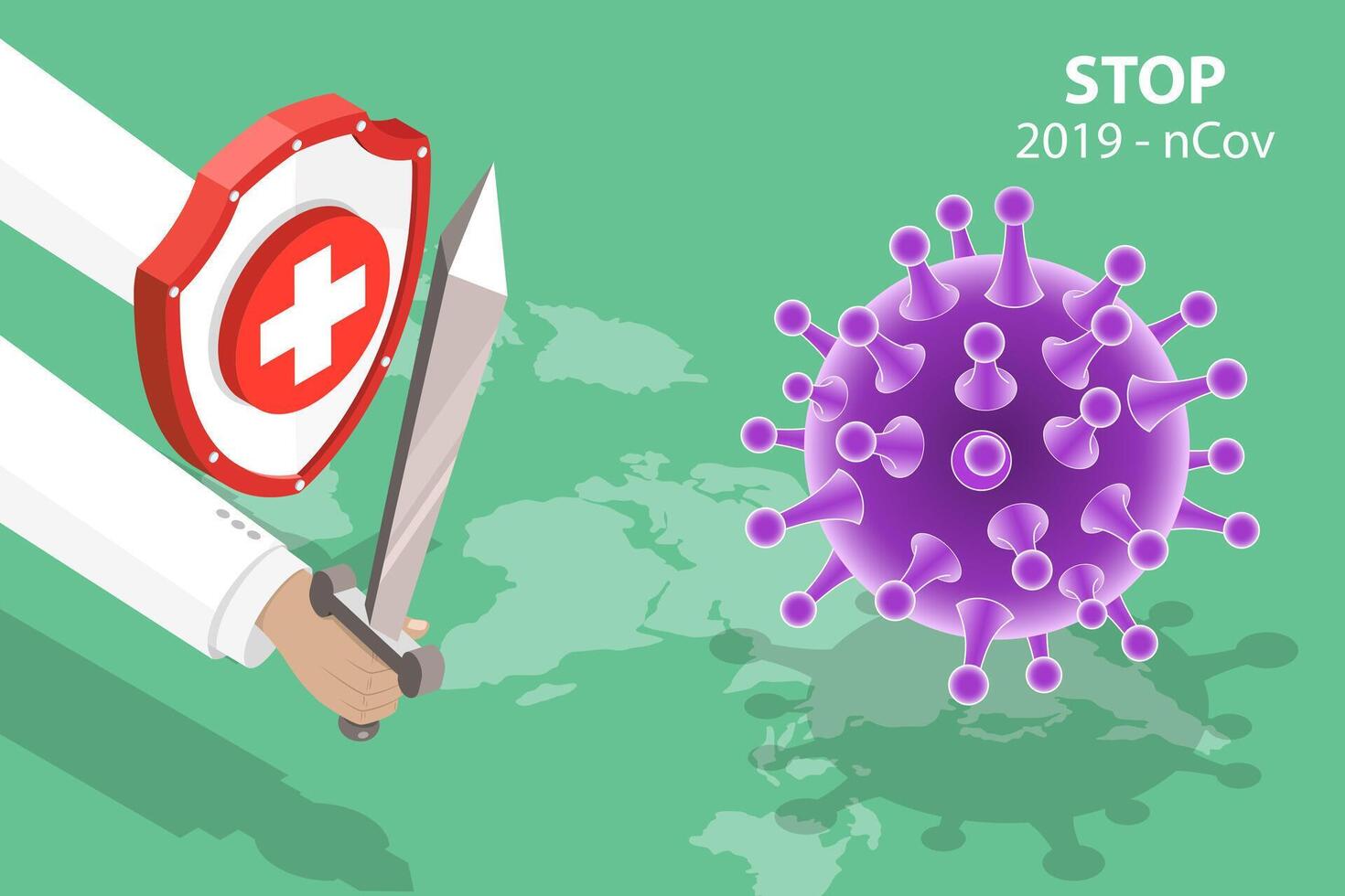 3d isometrische concept van coronavirus uitbraak. vector