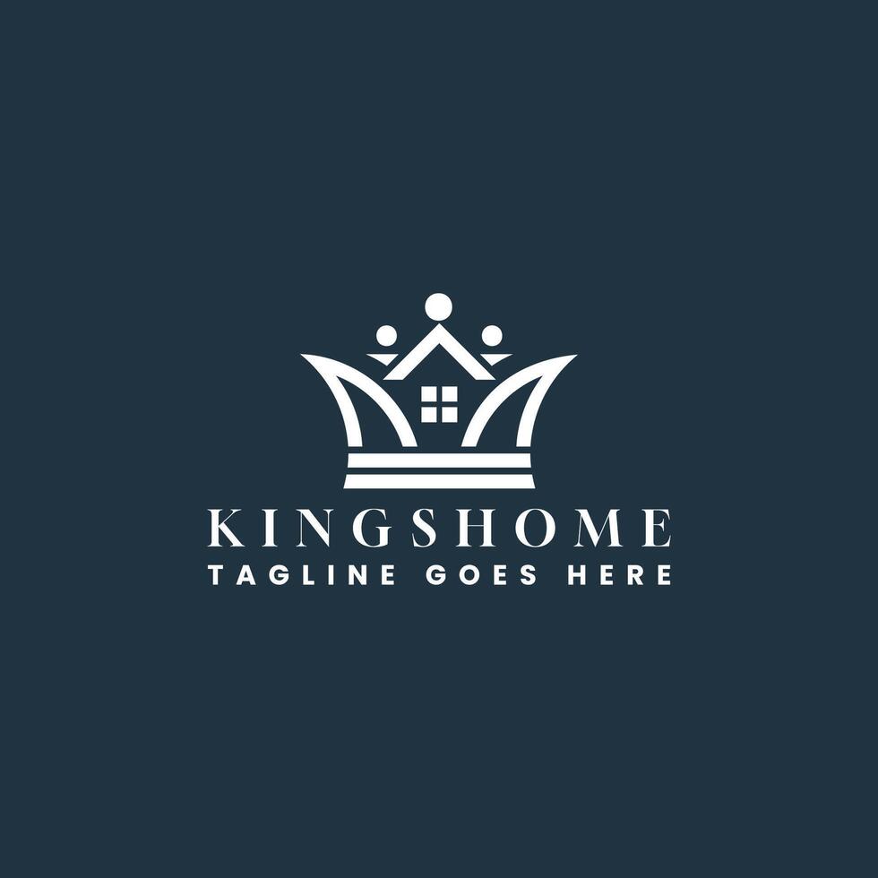 koningen huis logo sjabloon, logo ontwerp voor koningshuis met een kroon vector