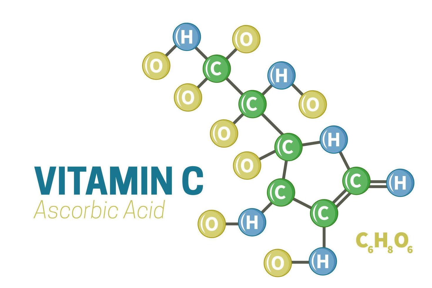 vitamine c ascorbinezuur zuur molecuul structuur vector