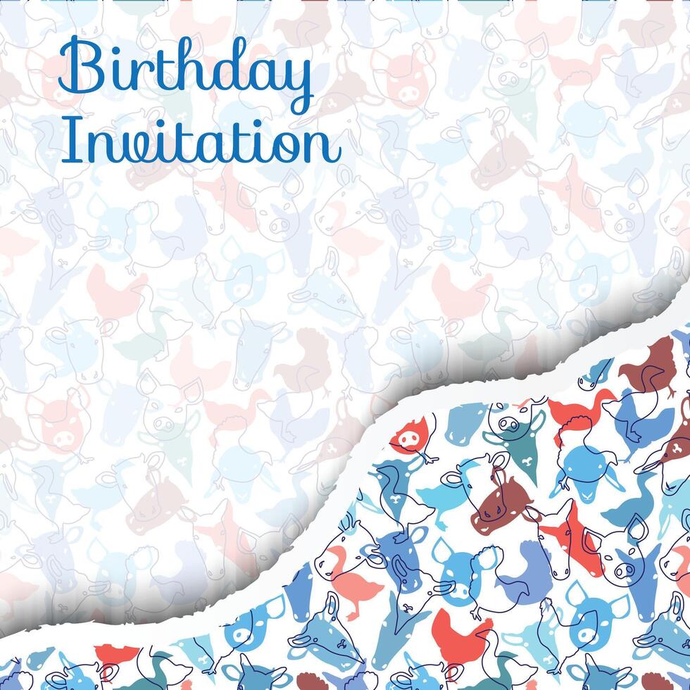 verjaardag uitnodiging voor kinderen met huiselijk boerderij dieren vector