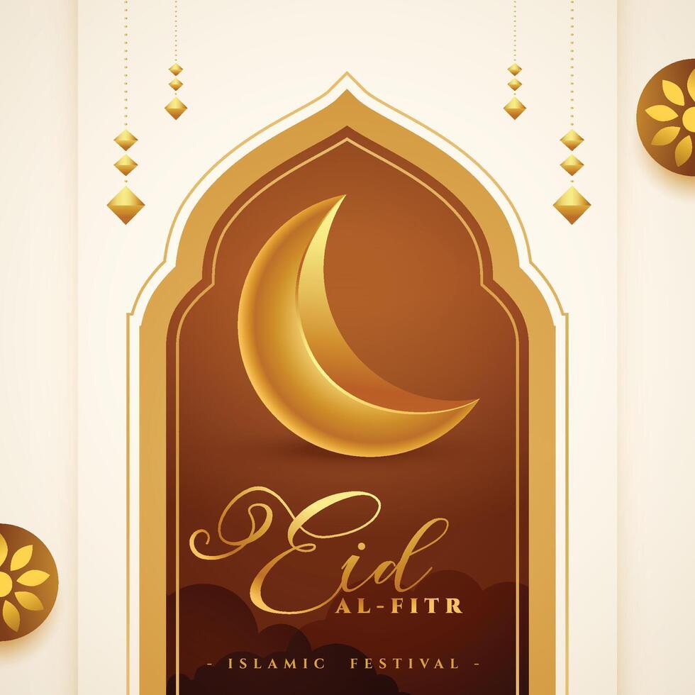 eid al fitr feestelijk uitnodiging achtergrond met realistisch maan ontwerp vector