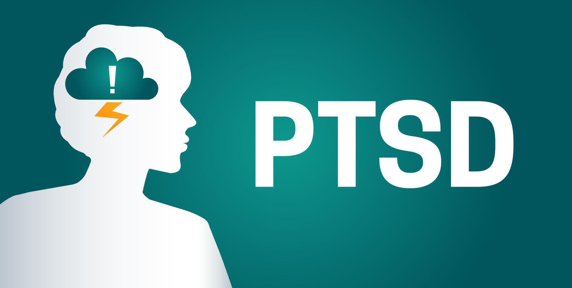 ptsd of posttraumatisch spanning wanorde achtergrond illustratie met een vrouw vector