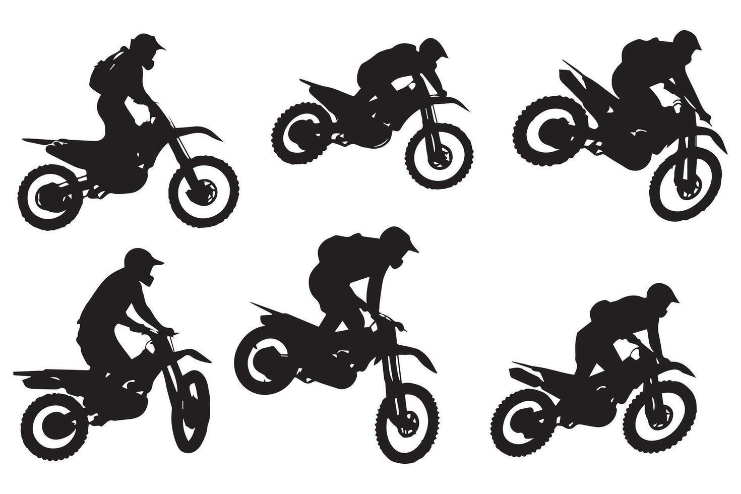 silhouet van een fietser aan het doen vrije stijl trucs Aan zijn motorfiets silhouet reeks vrij ontwerp vector