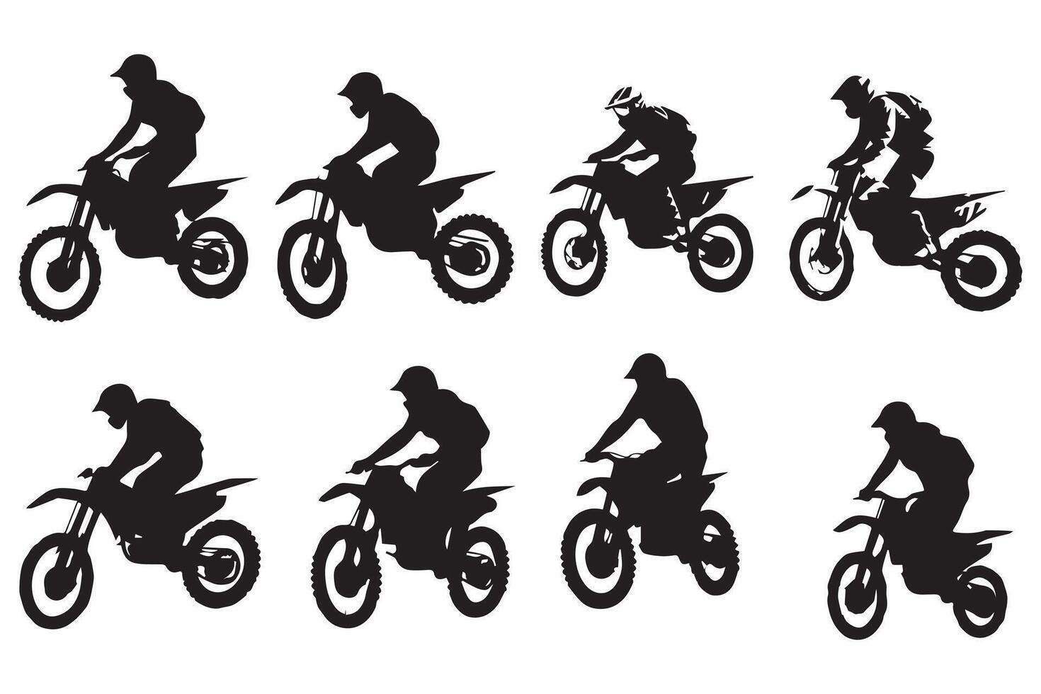 silhouet van een fietser aan het doen vrije stijl trucs Aan zijn motorfiets silhouet reeks vrij ontwerp vector