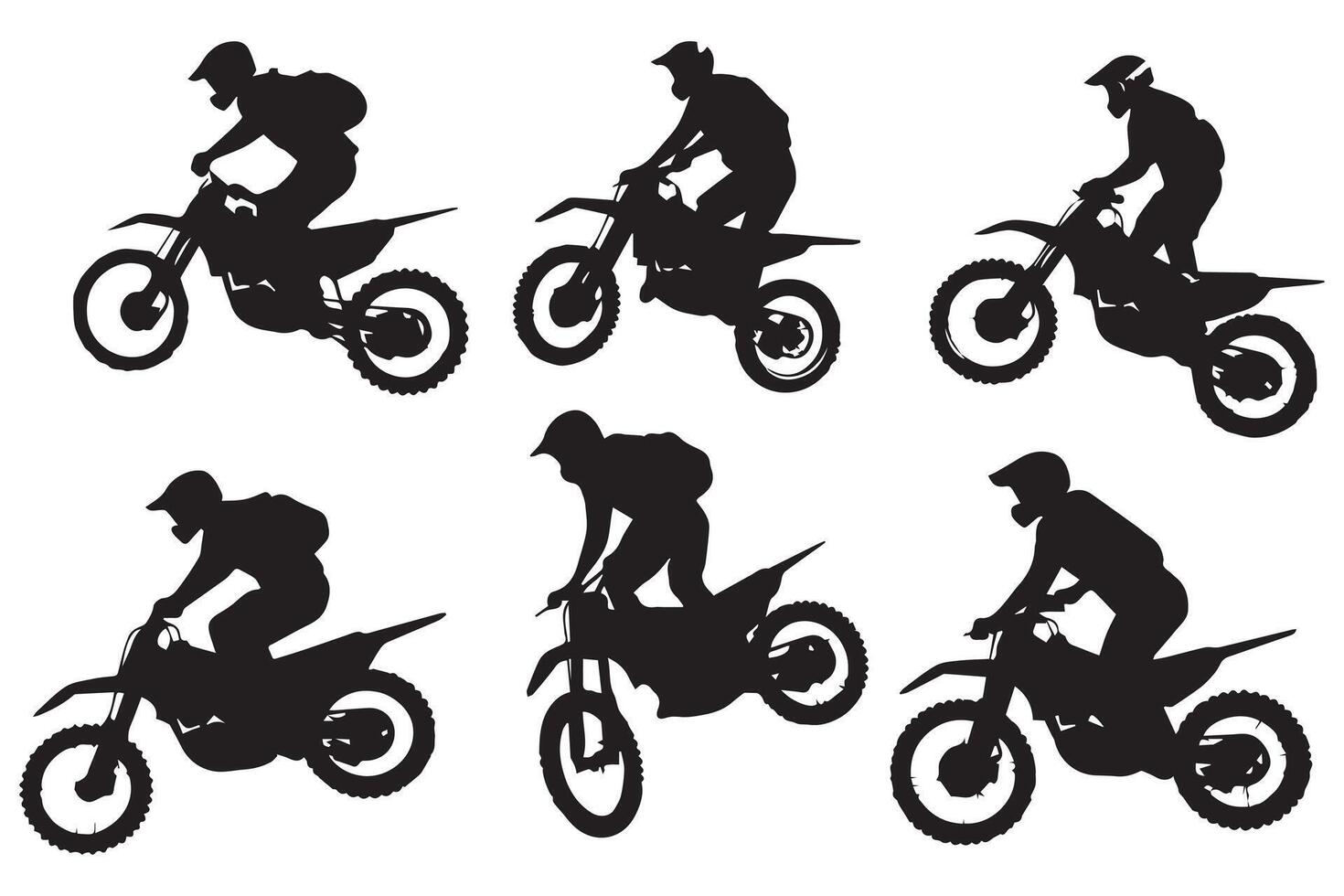 silhouet van een fietser aan het doen vrije stijl trucs Aan zijn motorfiets silhouet reeks vrij ontwerp vector