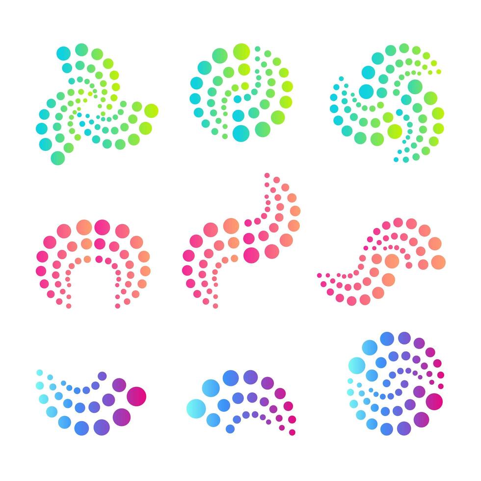 vector iconen set voor web en business. abstracte ronde logo-sjablonen. stippen logo's of cirkels emblemen.