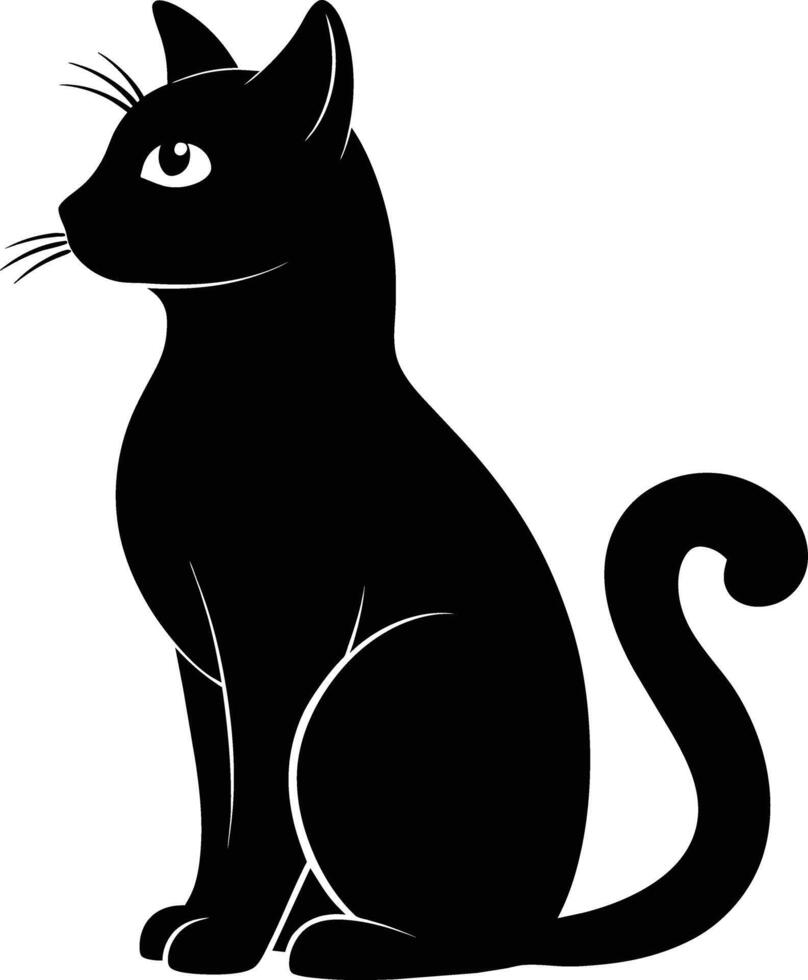 genade in stilte een silhouet van een zittend kat vector