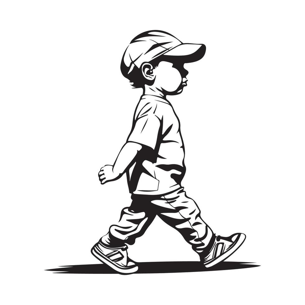 kind silhouet wandelen Aan wit achtergrond vector