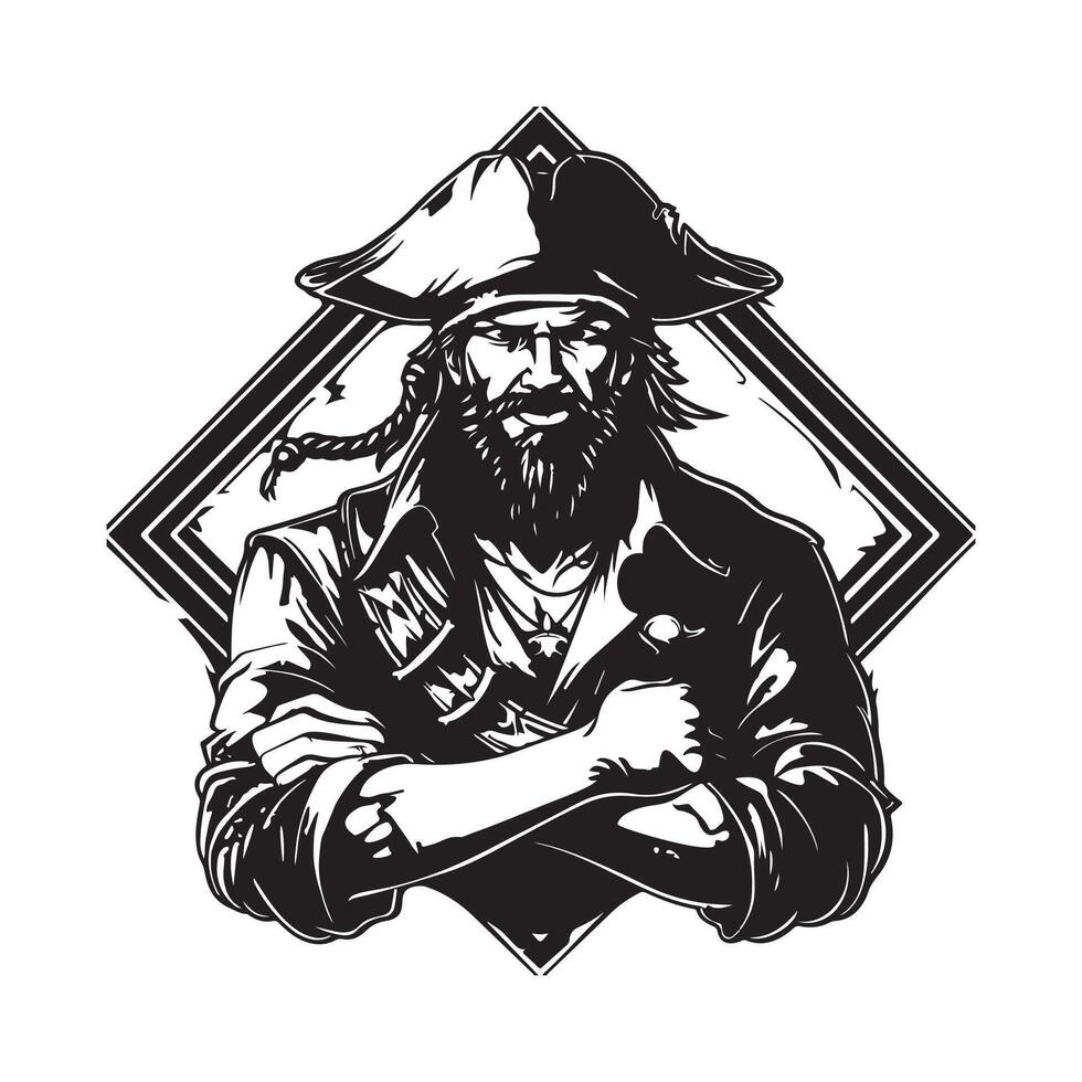 portret van een piraat geïsoleerd ontwerp beeld ontwerp Aan wit achtergrond vector