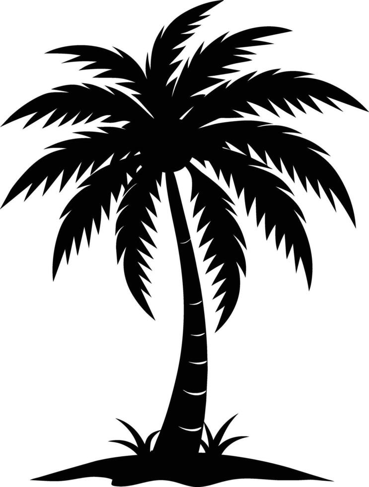 een verbijsterend palm boom silhouet gevangen genomen in tijdloos schoonheid vector