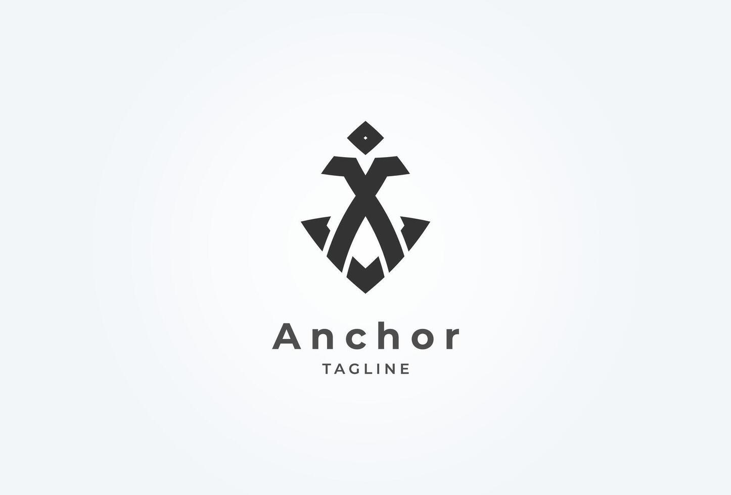 eerste X anker logo ontwerp, brief X met anker combinatie, vlak ontwerp logo sjabloon, illustratie vector