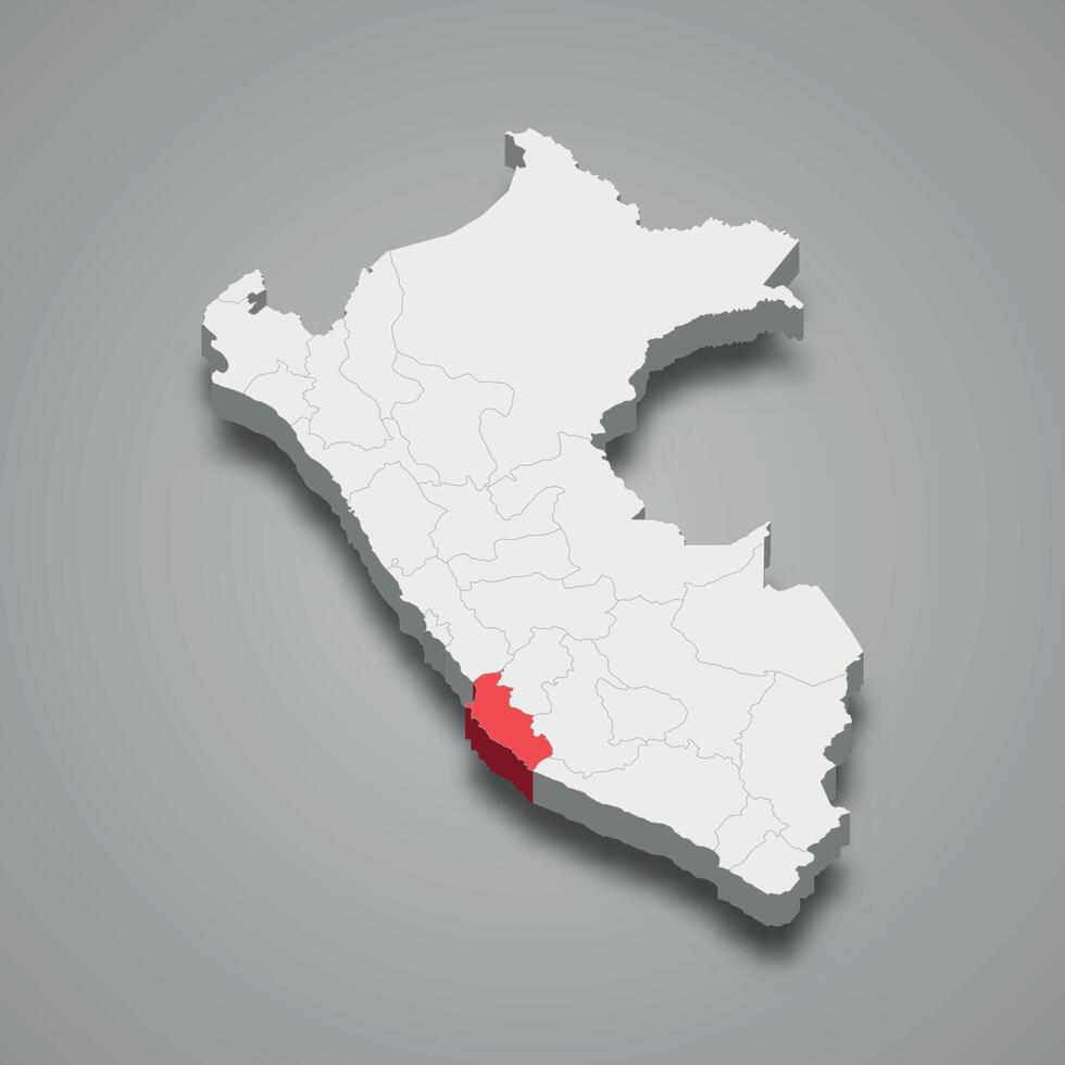 ica afdeling plaats binnen Peru 3d kaart vector