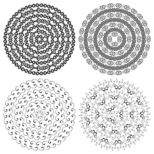 Monochromatische etnische ronde texturen. vector