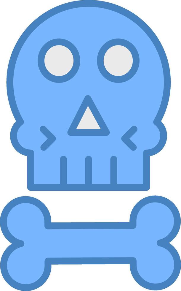 schedel lijn gevulde blauw icoon vector