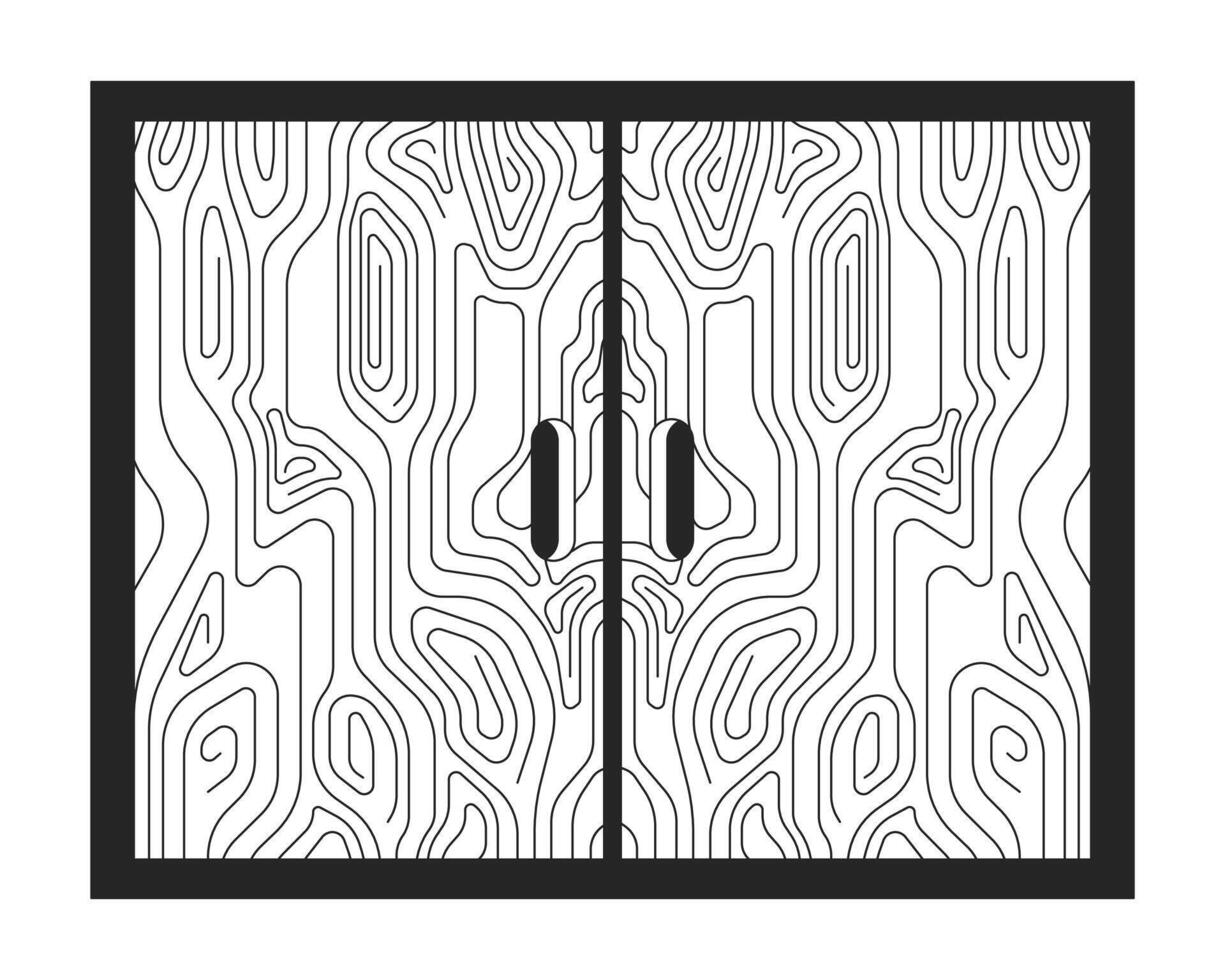 minimalistische kabinet met twee Gesloten deuren 2d lineair tekenfilm voorwerp. houten meubilair voor huis geïsoleerd lijn element wit achtergrond. interieur decor idee monochromatisch vlak plek illustratie vector