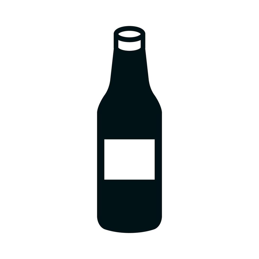 wijn fles silhouet icoon met label. vector
