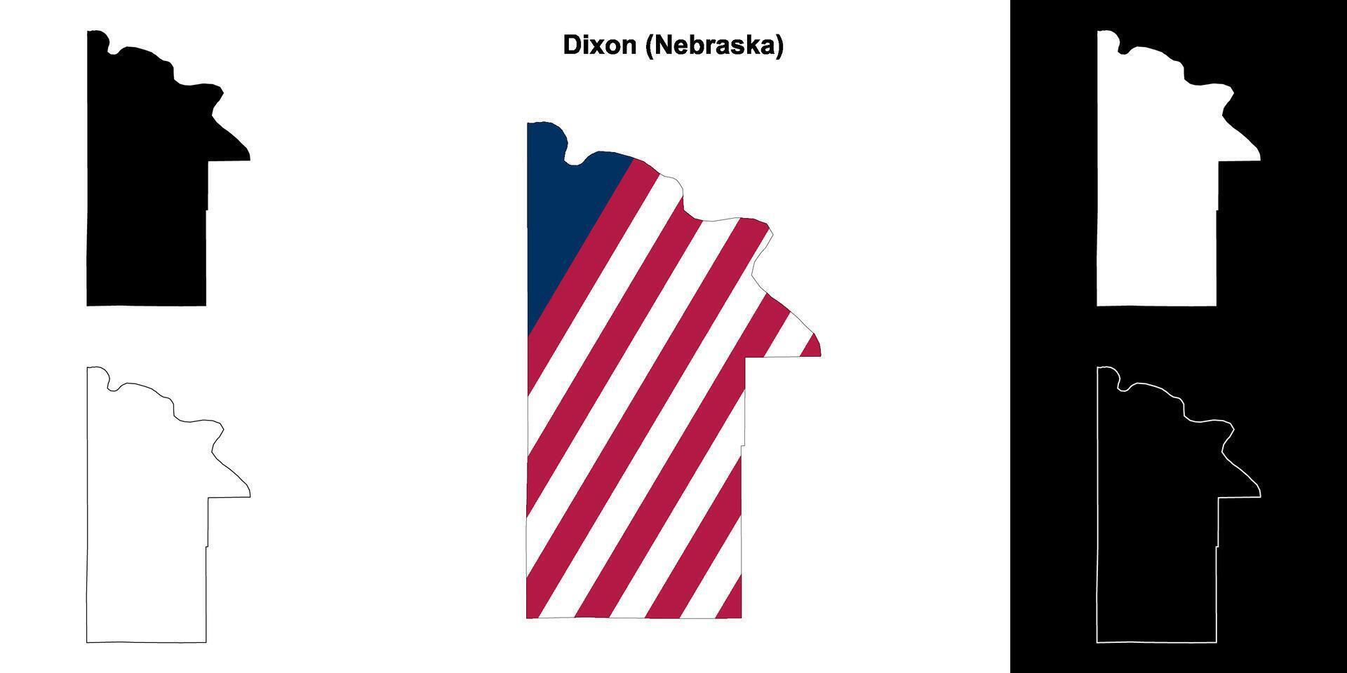 dixon district, Nebraska schets kaart reeks vector