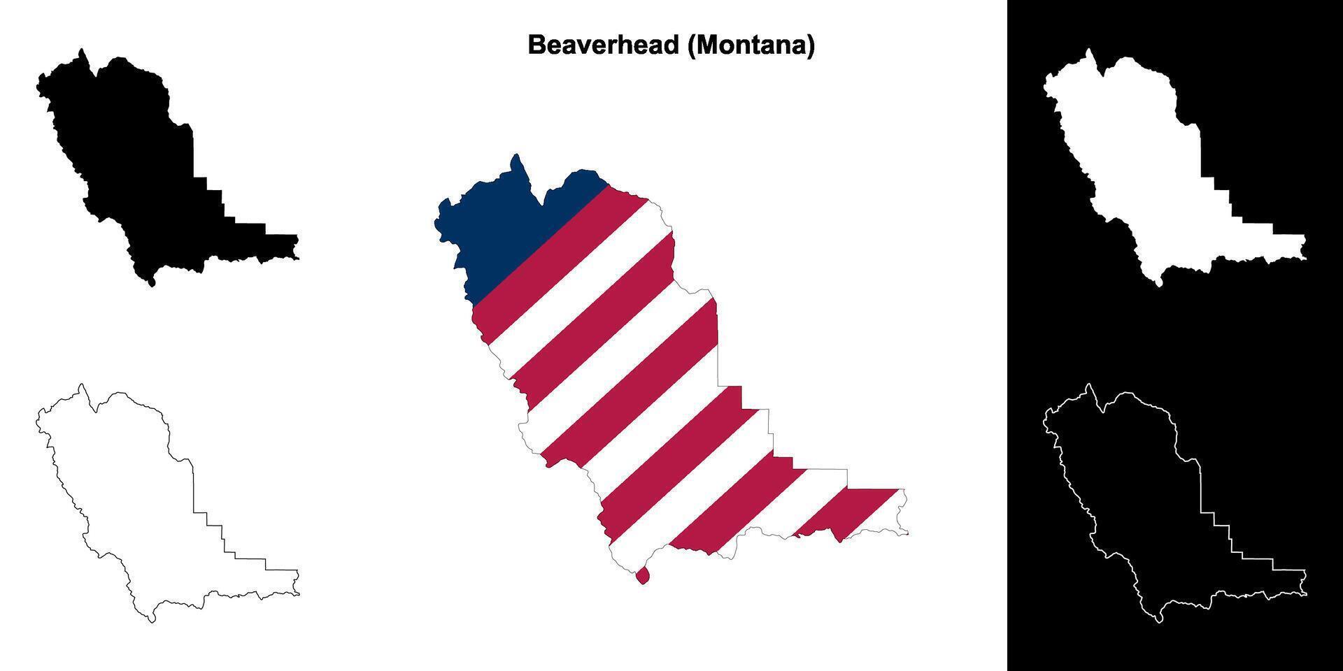 beverkop district, Montana schets kaart reeks vector