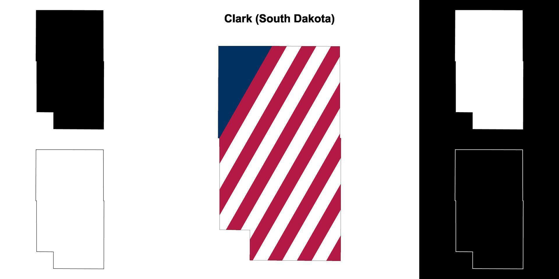 Clark district, zuiden dakota schets kaart reeks vector