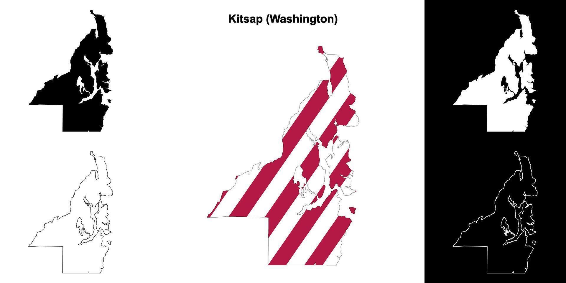 kitsap district, Washington schets kaart reeks vector