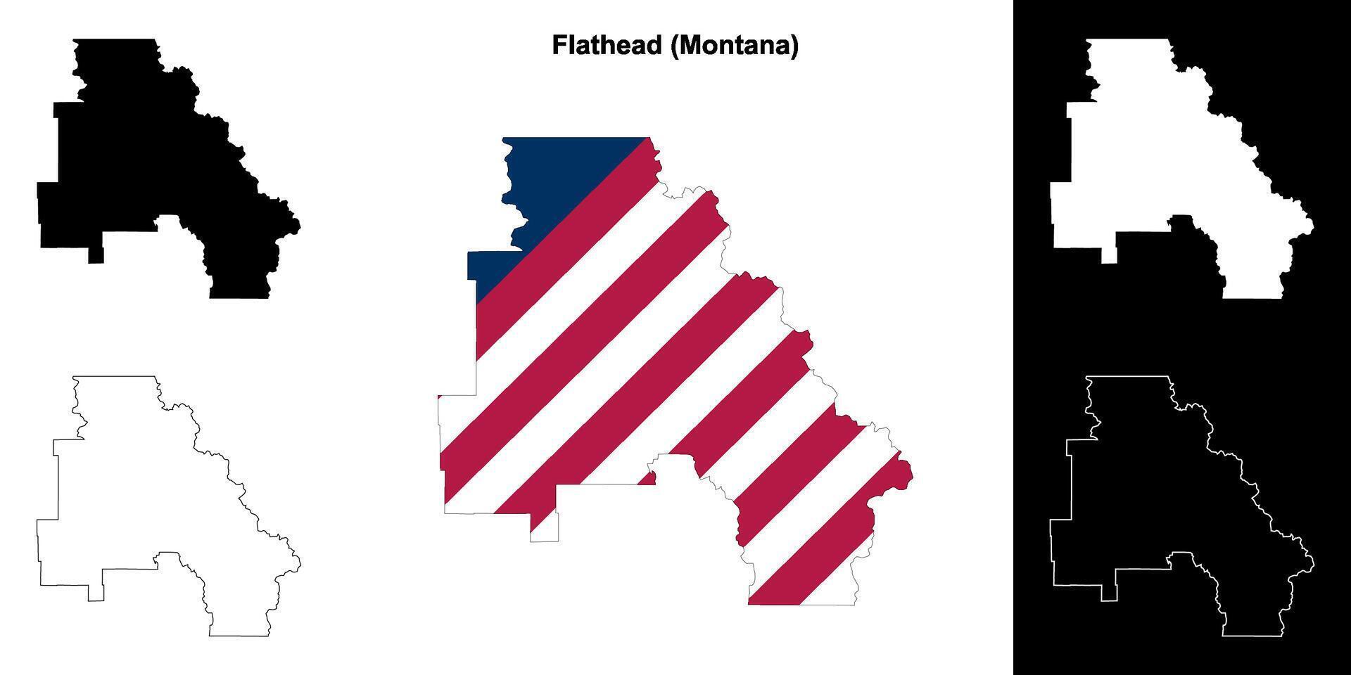 platkop district, Montana schets kaart reeks vector