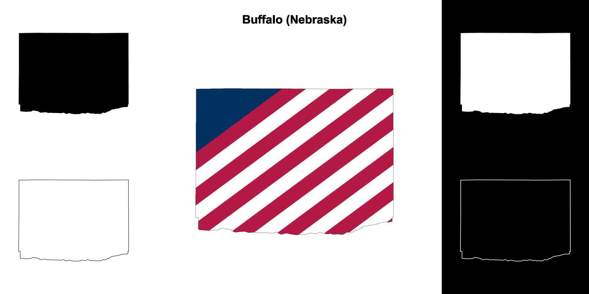 buffel district, Nebraska schets kaart reeks vector