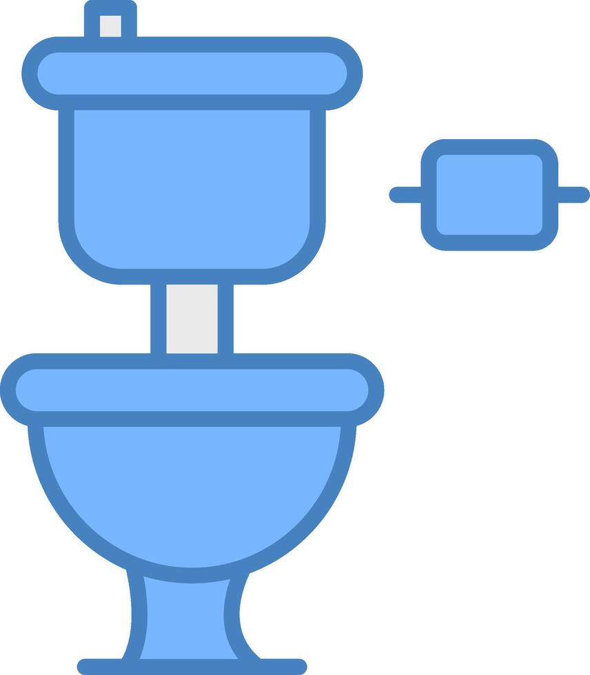 toilet lijn gevulde blauw icoon vector